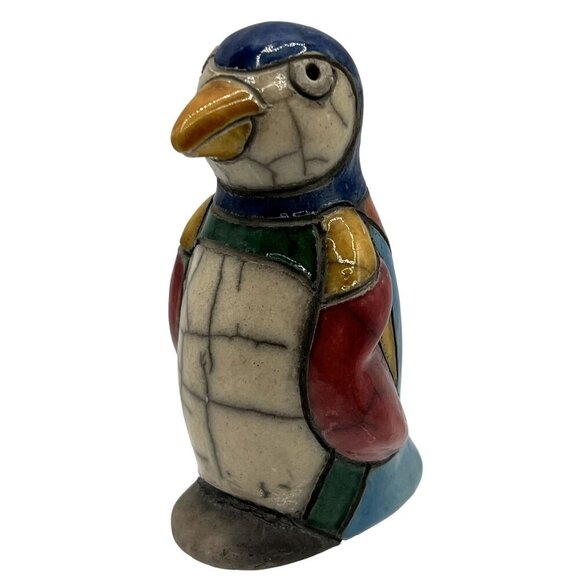 Fenix Raku Pottery Handcrafted 3.5" Ceramic Penguin Artisan Collectible Artsy - Picture 9 of 11